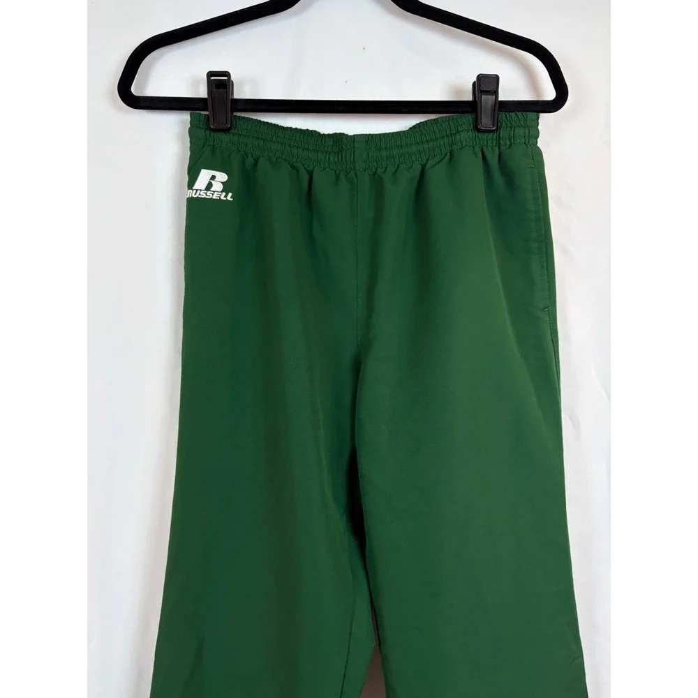 Russell Athletic Small Green Track Pant Mesh Lined Side Zip S95WDXK Forest Green